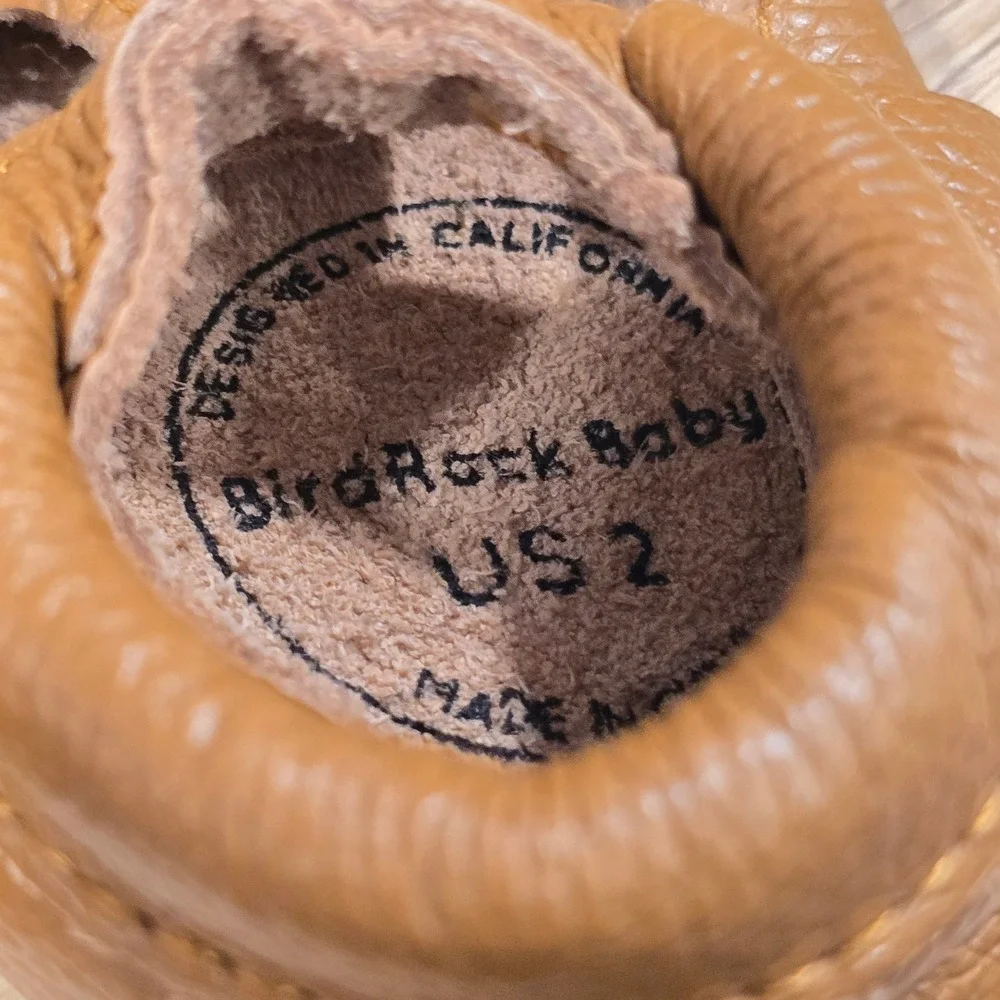 BirdRock Baby Mary Jane Moccasins Kids Size 2 Brown Leather Heart Cutout